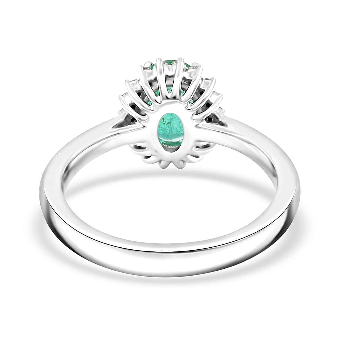 Certified & Appraised Rhapsody 950 Platinum AAAA Kagem Zambian Emerald, Diamond (E-F, VS) (0.17 cts) Ring (Size 6.5) (6.30 g) 1.30 ctw image number 4