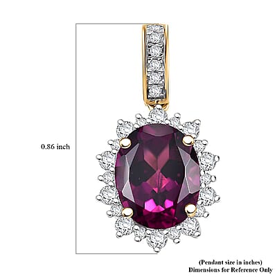 Certified & Appraised Luxoro AAA Radiant Ember Garnet and I2 Diamond 3.61 ctw Sunburst Pendant in 10K Yellow Gold
