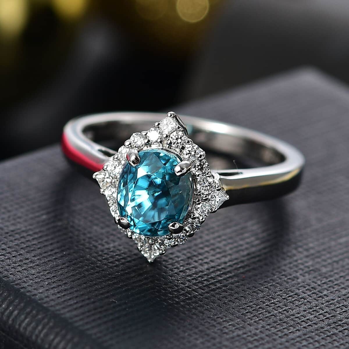 Rhapsody AAAA Ratanakiri Blue Zircon and E-F VS Diamond 3.40 ctw Ring in 950 Platinum (Size 10.0) 5.40 Grams image number 1