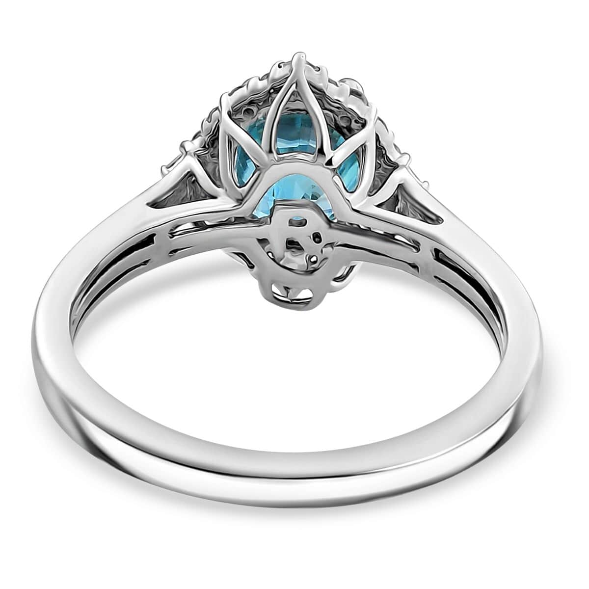 Rhapsody AAAA Ratanakiri Blue Zircon and E-F VS Diamond 3.40 ctw Ring in 950 Platinum (Size 10.0) 5.40 Grams image number 4