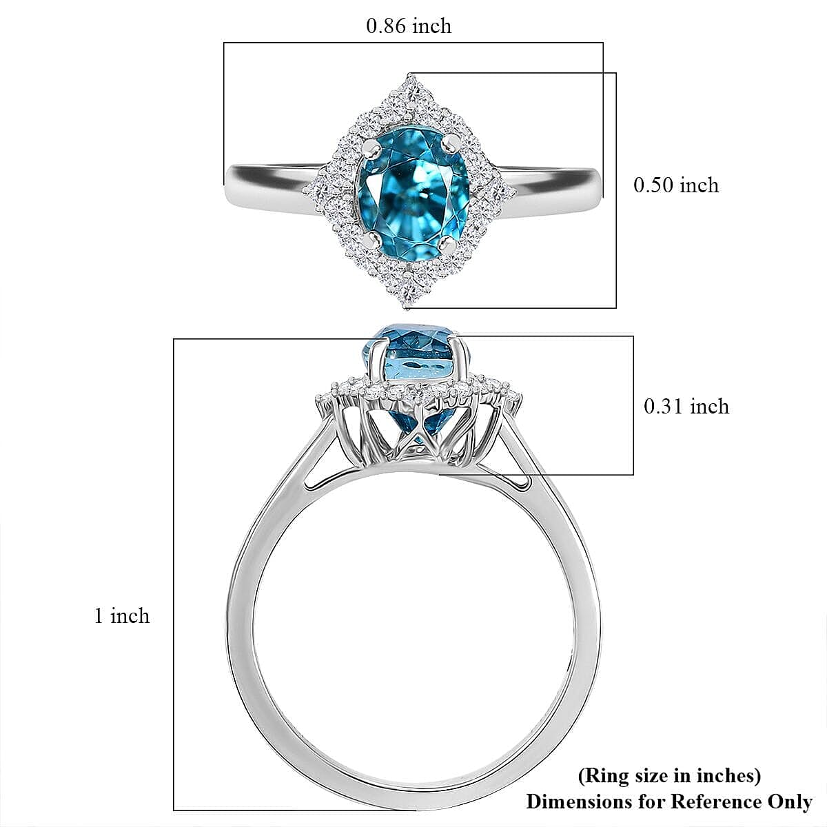 Rhapsody AAAA Ratanakiri Blue Zircon and E-F VS Diamond 3.40 ctw Ring in 950 Platinum (Size 10.0) 5.40 Grams