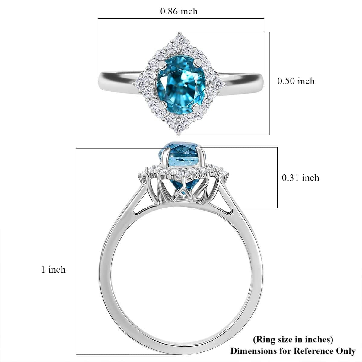 Rhapsody AAAA Ratanakiri Blue Zircon and E-F VS Diamond 3.40 ctw Ring in 950 Platinum (Size 10.0) 5.40 Grams image number 5