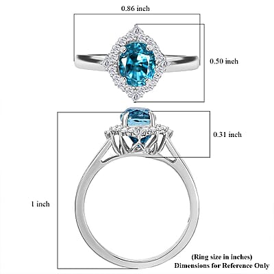 Rhapsody AAAA Ratanakiri Blue Zircon and E-F VS Diamond 3.40 ctw Ring in 950 Platinum (Size 10.0) 5.40 Grams