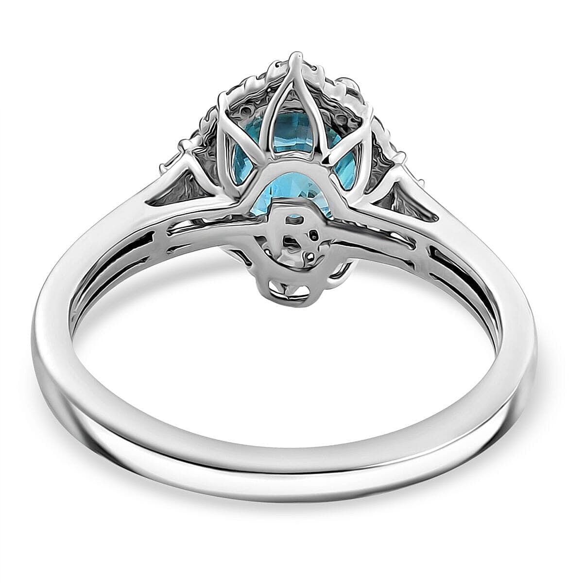 Rhapsody AAAA Ratanakiri Blue Zircon and E-F VS Diamond 3.40 ctw Ring in 950 Platinum (Size 5.0) 5.40 Grams image number 4