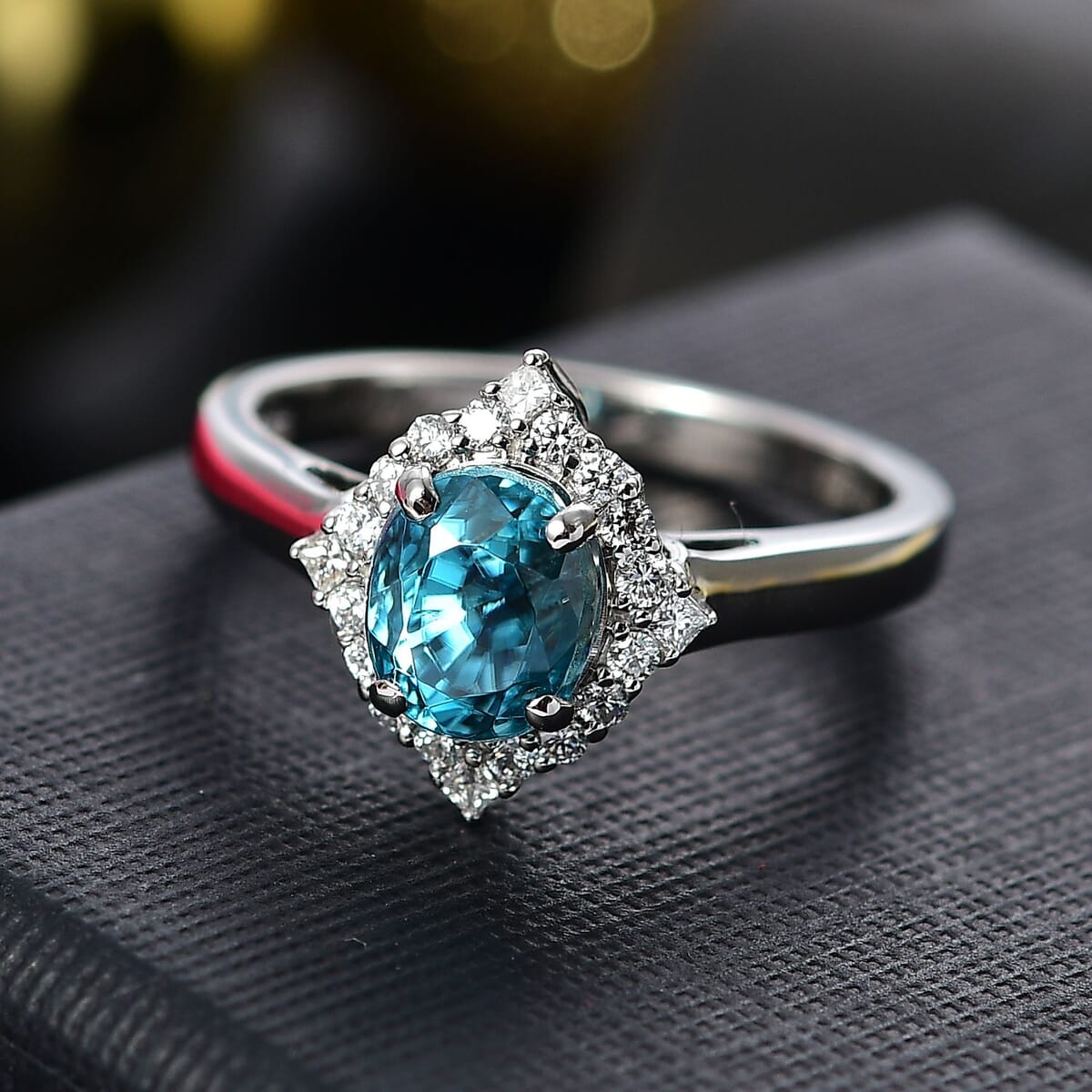 Rhapsody AAAA Ratanakiri Blue Zircon and E-F VS Diamond 3.40 ctw Ring in 950 Platinum (Size 8.0) 5.40 Grams image number 1