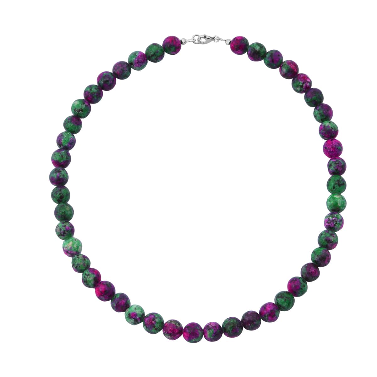 Ruby Zoisite 250.00 ctw Beaded Necklace in Sterling Silver 18 Inches image number 0