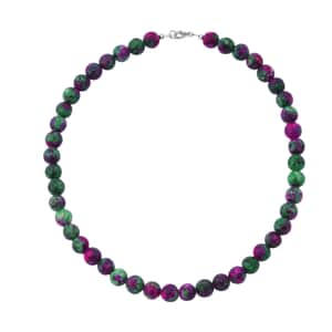 Ruby Zoisite 250.00 ctw Beaded Necklace in Sterling Silver 18 Inches