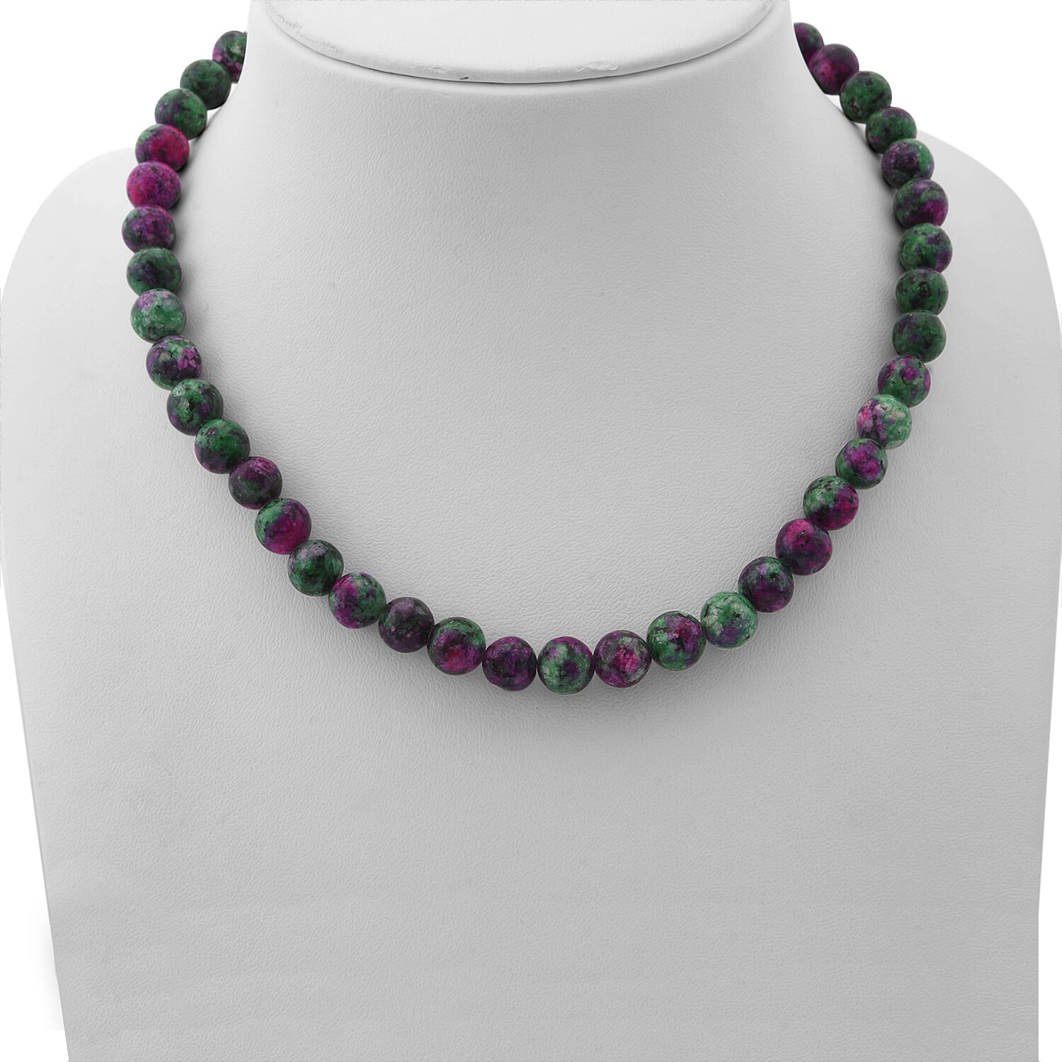 Ruby Zoisite 250.00 ctw Beaded Necklace in Sterling Silver 18 Inches