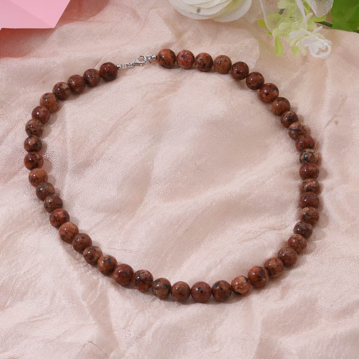 Brown Agate 250.00 ctw Beaded Necklace in Sterling Silver 18 Inches image number 1