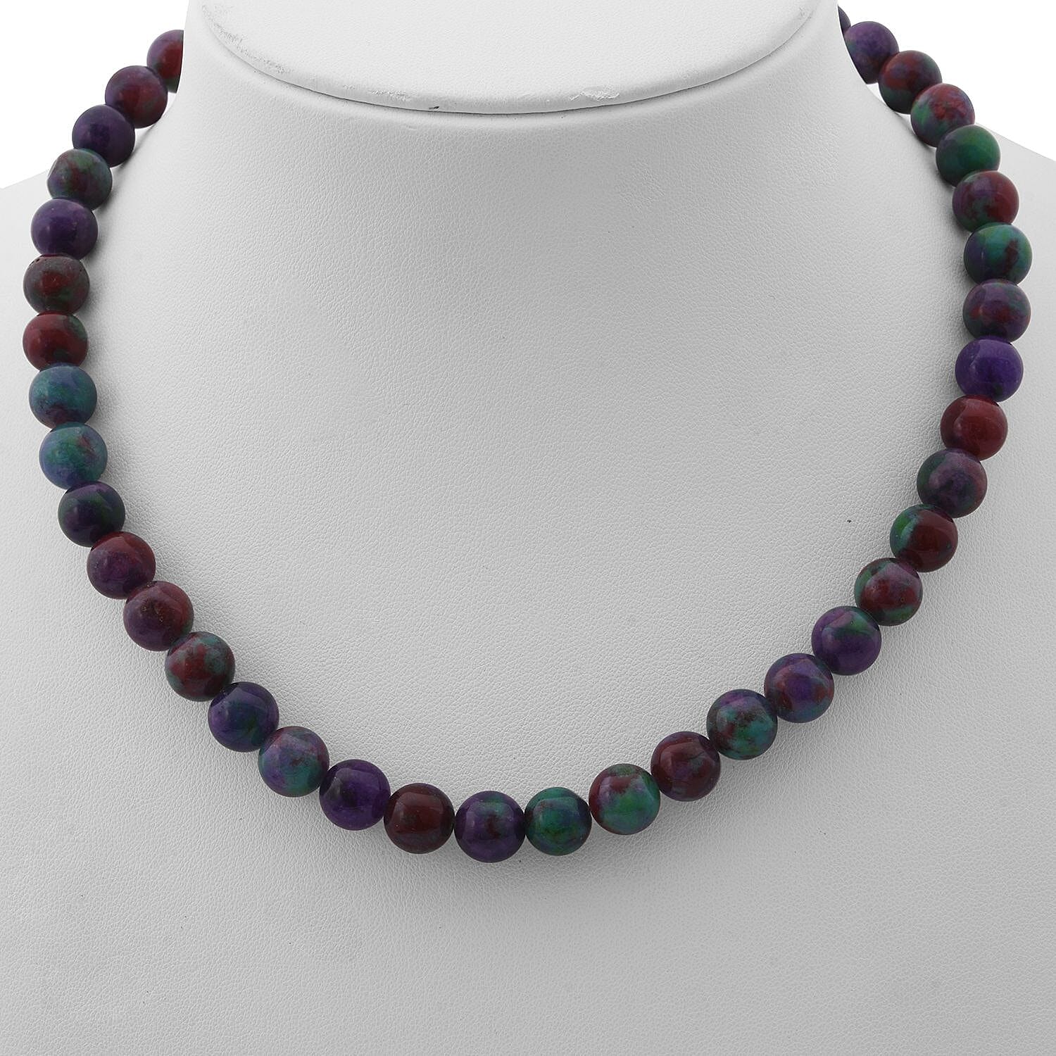 Purple Green Agate 250.00 ctw Beaded Necklace 18 Inches in Sterling Silver