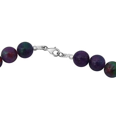 Purple Green Agate 250.00 ctw Beaded Necklace 18 Inches in Sterling Silver