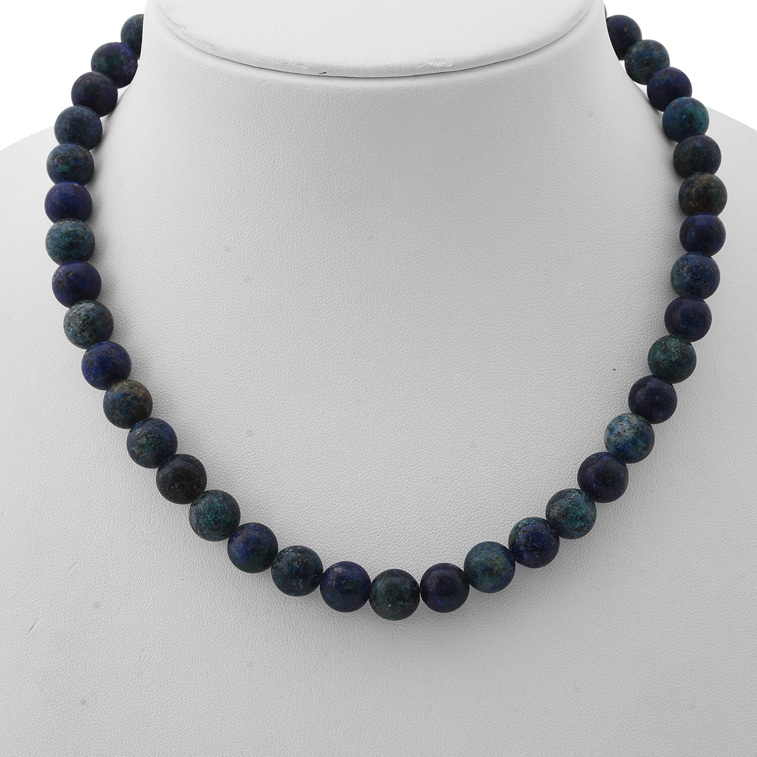 Blue Green Agate 250.00 ctw Beaded Necklace in Sterling Silver 18 Inches