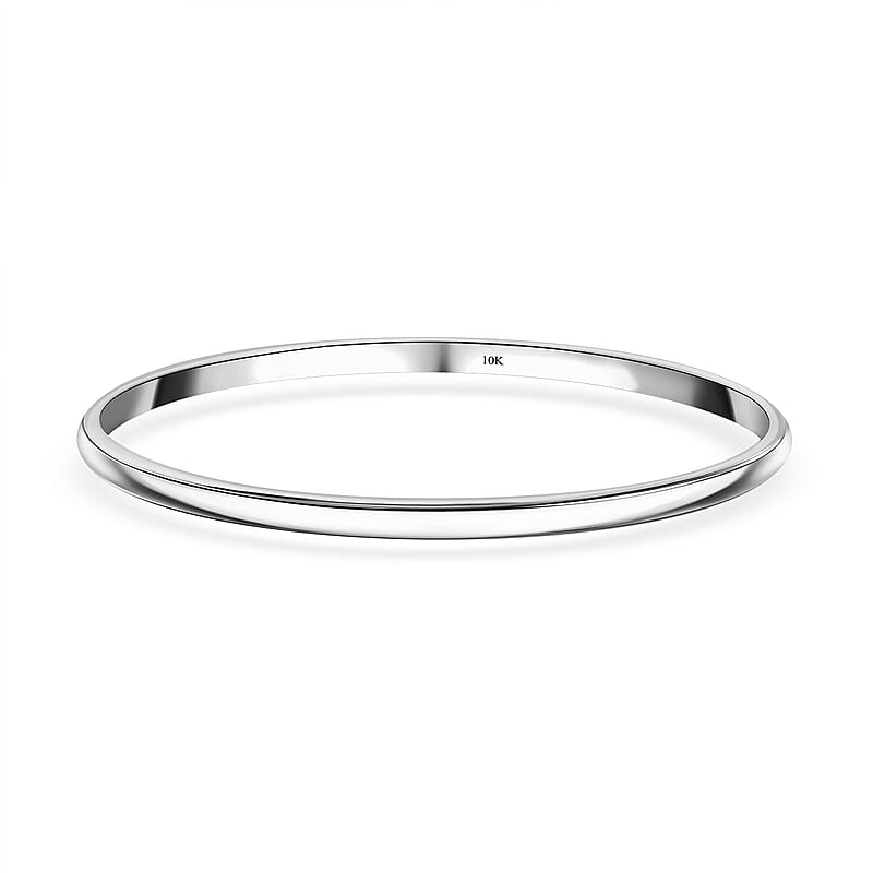 Luxoro 10K White Gold Bangle Bracelet (7.25 In) 12.20 Grams