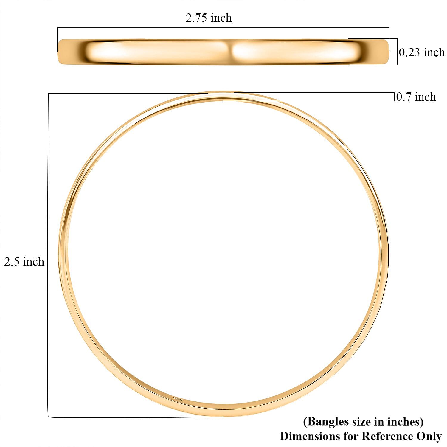 Luxoro 10K White Gold Bangle Bracelet (7.25 In) 18.20 Grams