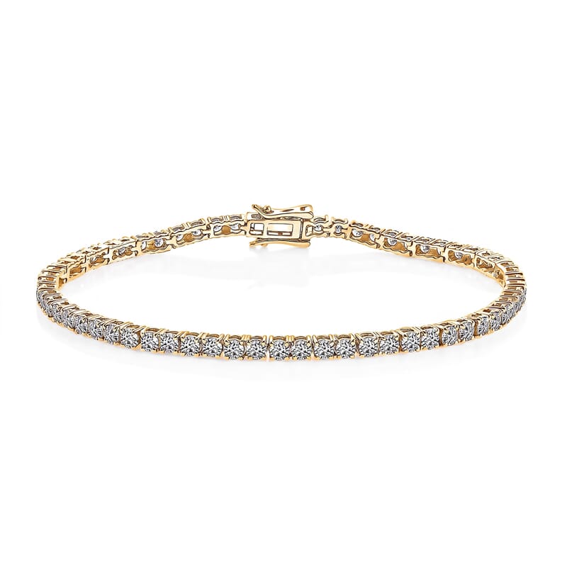 Luxuriant Lab Grown Diamond E-F VS 2.65 ctw Tennis Bracelet in 18K Vermeil Yellow Gold Over Sterling Silver (6.50 In)