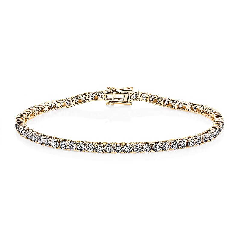 Luxuriant Lab Grown Diamond E-F VS 2.65 ctw Tennis Bracelet in 18K Vermeil Yellow Gold Over Sterling Silver (6.50 In)