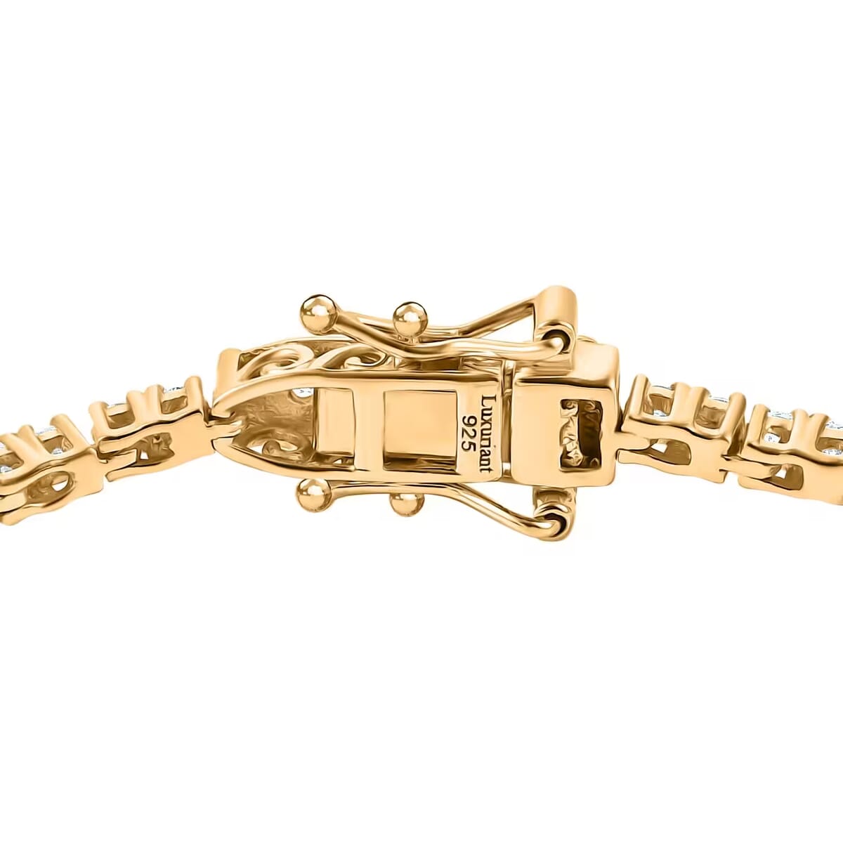 Luxuriant Lab Grown Diamond E-F VS 3.00 ctw Tennis Bracelet in 18K Vermeil Yellow Gold Over Sterling Silver (6.50 In) image number 7