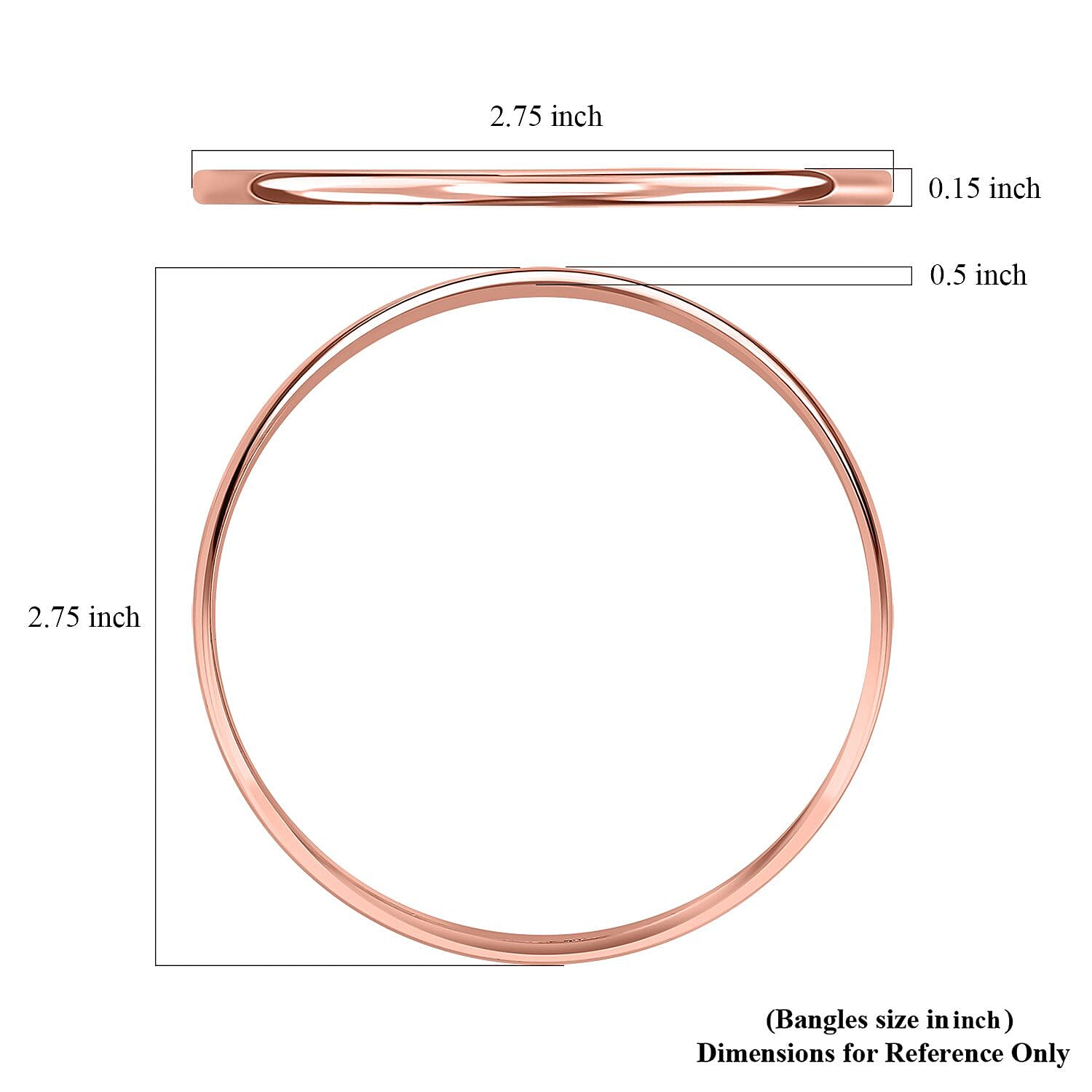 Luxoro 10K Rose Gold Bangle Bracelet (7.25 In) 12.95 Grams