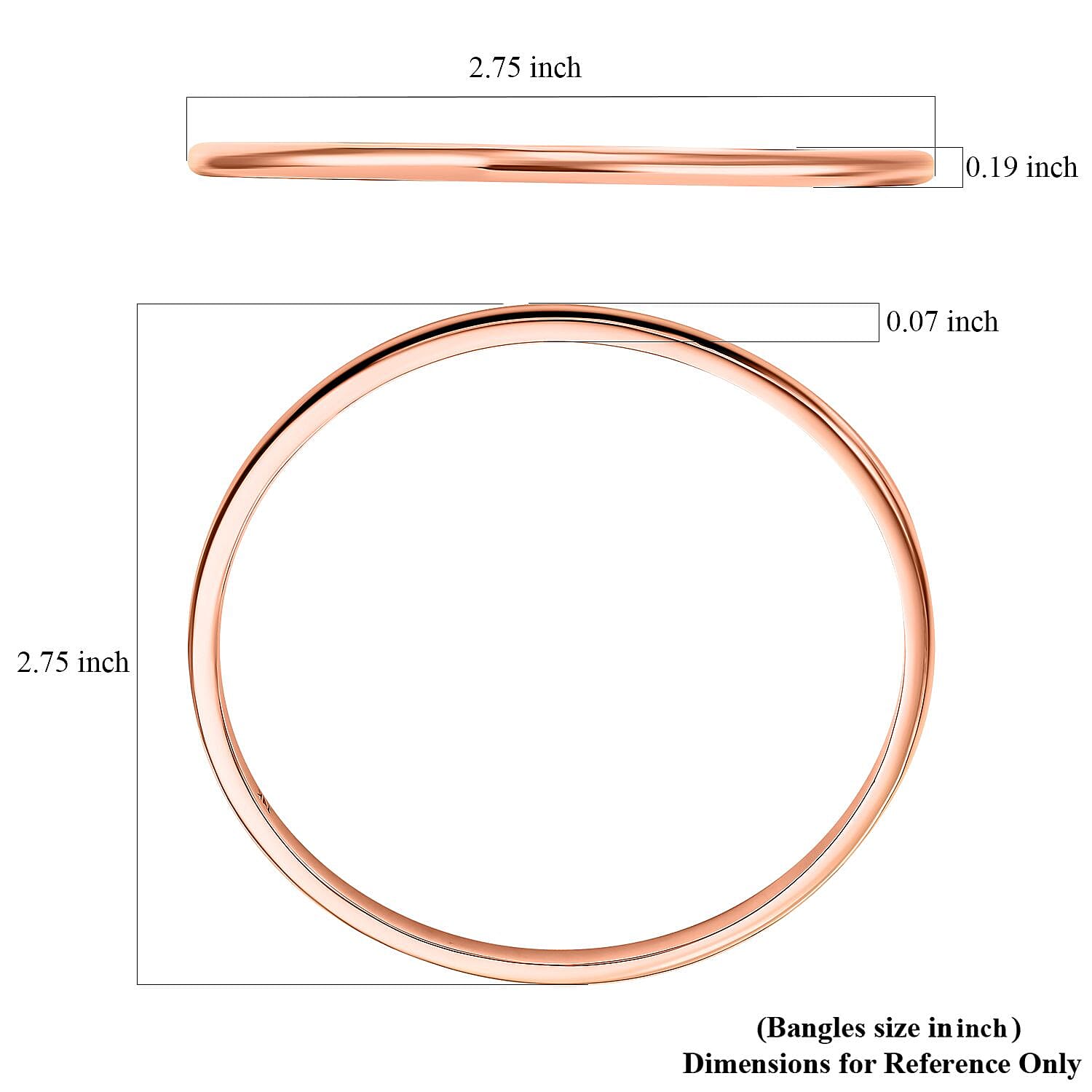 Luxoro Bangle Bracelet in 14K Rose Gold (7.25 In) 18.85 Grams
