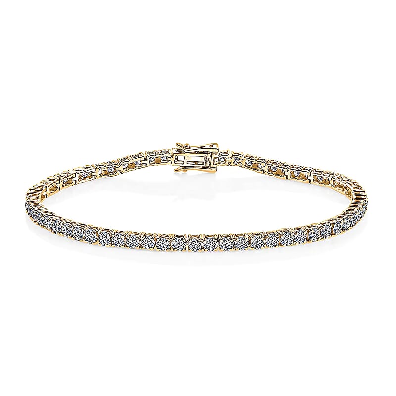 Luxuriant Lab Grown Diamond E-F VS 3.00 ctw Tennis Bracelet in 18K Vermeil Yellow Gold Over Sterling Silver (8.00 In)