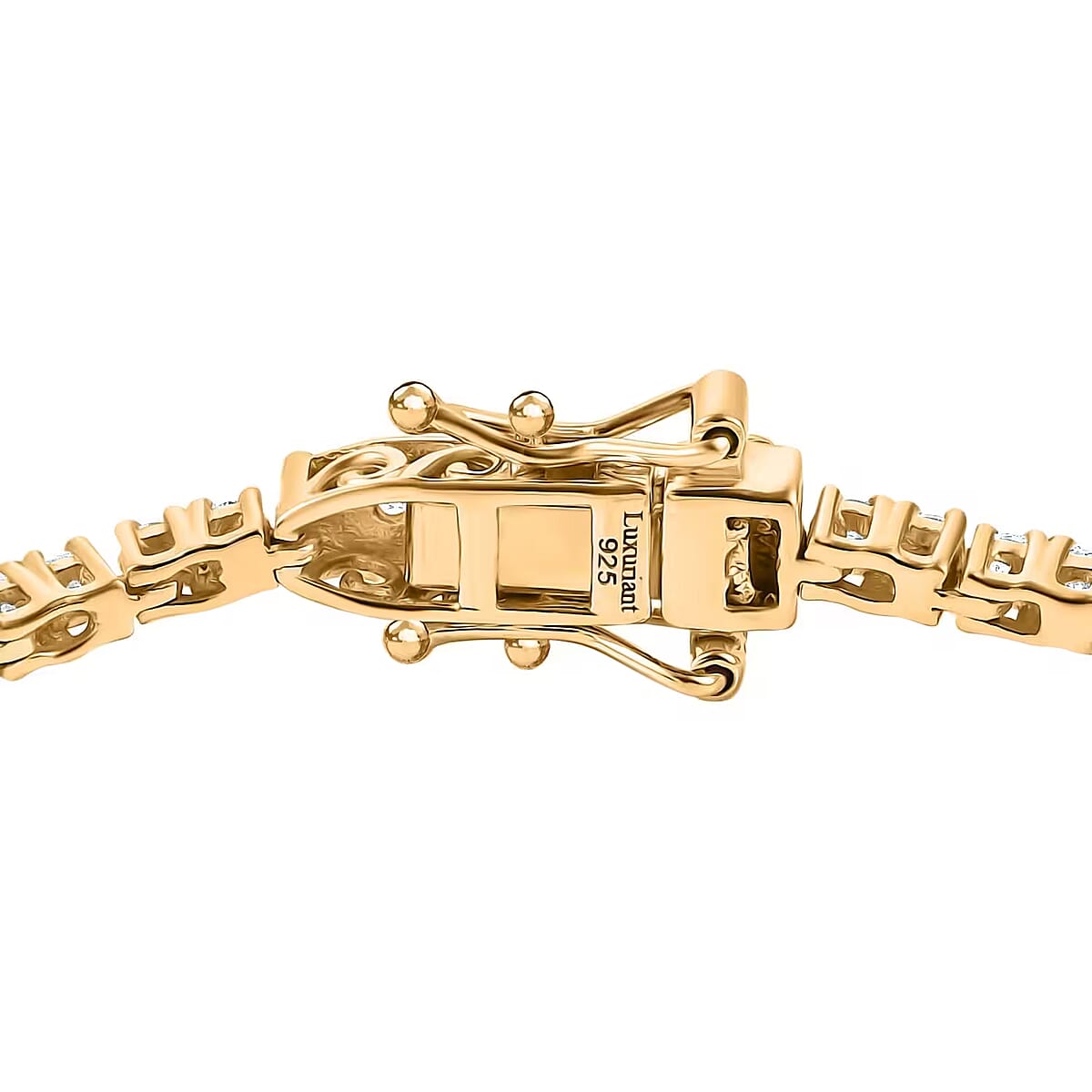 Luxuriant Lab Grown Diamond E-F VS 3.00 ctw Tennis Bracelet in 18K Vermeil Yellow Gold Over Sterling Silver (8.00 In) image number 7
