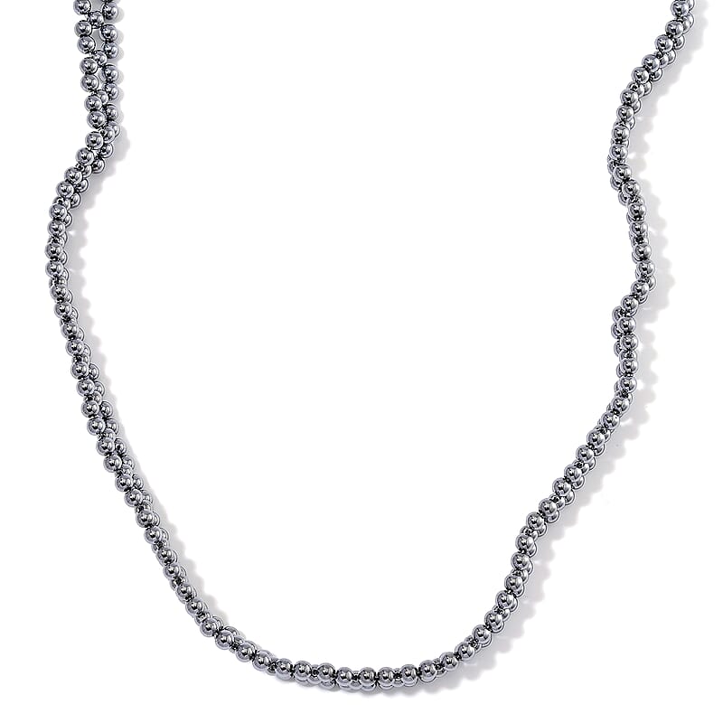 EverTrue Terahertz 90.00 ctw Beaded Choker Necklace in Stainless Steel 17-19 Inches