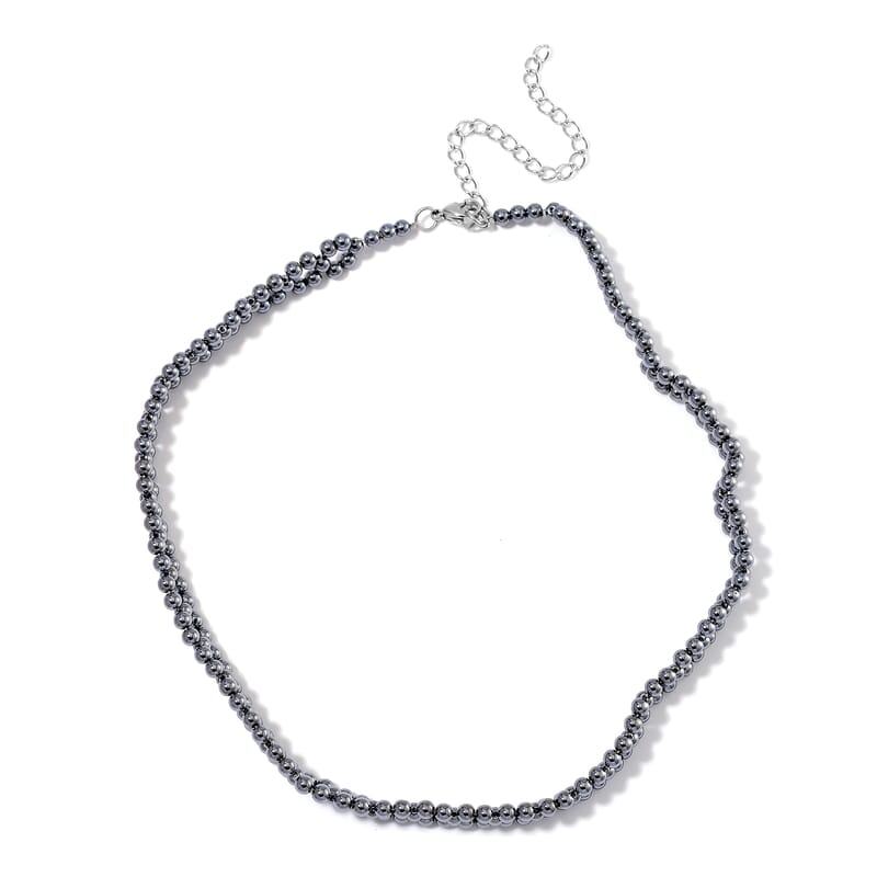 EverTrue Terahertz 90.00 ctw Beaded Choker Necklace in Stainless Steel 17-19 Inches