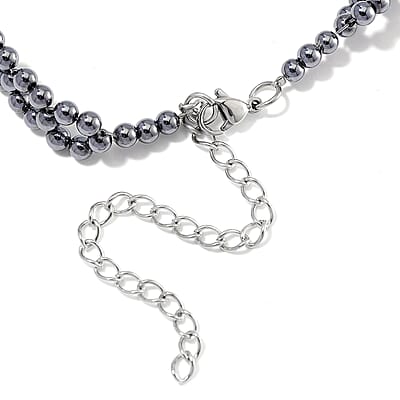 EverTrue Terahertz 90.00 ctw Beaded Choker Necklace in Stainless Steel 17-19 Inches