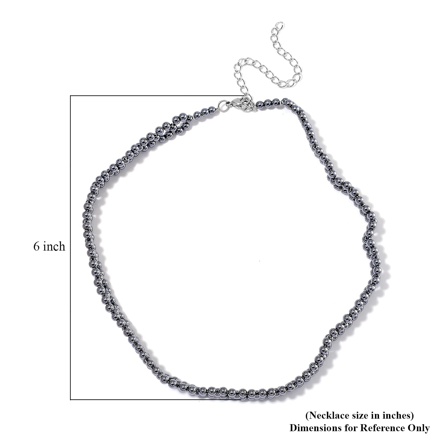 EverTrue Terahertz 90.00 ctw Beaded Choker Necklace in Stainless Steel 17-19 Inches