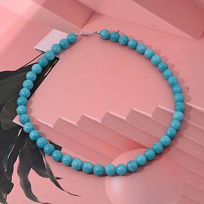 Amazonite Quartz 250.00 ctw Beaded Necklace in Sterling Silver 18 Inches