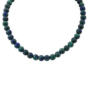 Azurite Malachite Agate 250.00 ctw Beaded Necklace 18 Inches in Sterling Silver