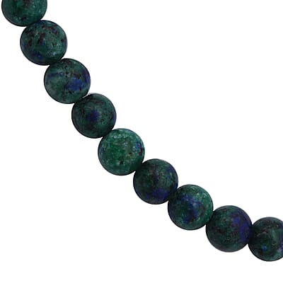 Azurite Malachite Agate 250.00 ctw Beaded Necklace 18 Inches in Sterling Silver
