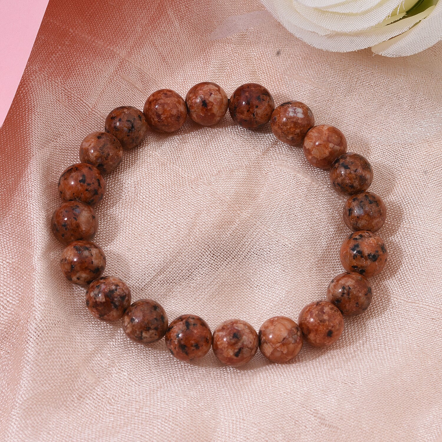 Brown Agate 100.00 ctw Beaded Stretch Bracelet