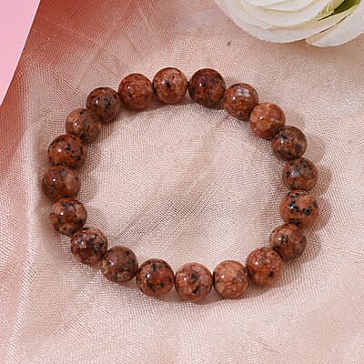 Brown Agate 100.00 ctw Beaded Stretch Bracelet