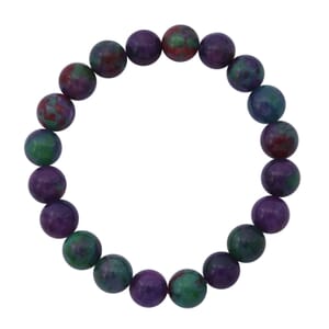 Purple Green Agate 100.00 ctw Beaded Stretch Bracelet