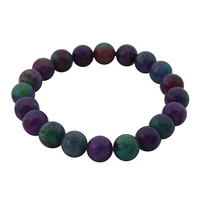 Purple Green Agate 100.00 ctw Beaded Stretch Bracelet