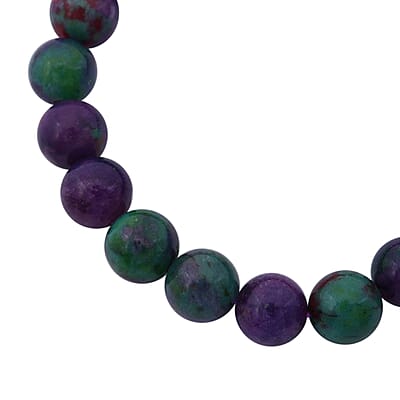 Purple Green Agate 100.00 ctw Beaded Stretch Bracelet