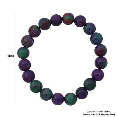Purple Green Agate 100.00 ctw Beaded Stretch Bracelet
