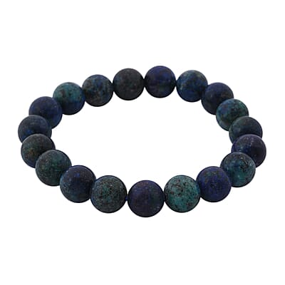 Blue Green Agate 100.00 ctw Beaded Stretch Bracelet