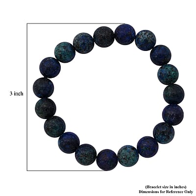 Blue Green Agate 100.00 ctw Beaded Stretch Bracelet