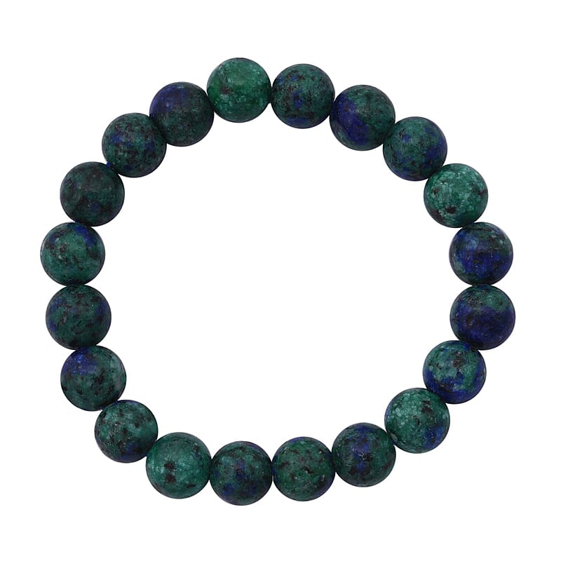 Azurite Malachite Agate 100.00 ctw Beaded Stretch Bracelet