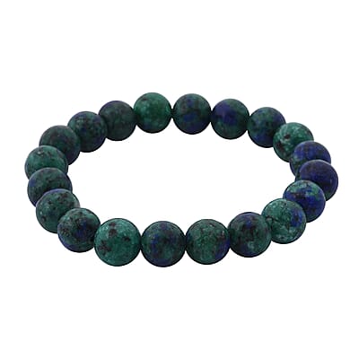 Azurite Malachite Agate 100.00 ctw Beaded Stretch Bracelet