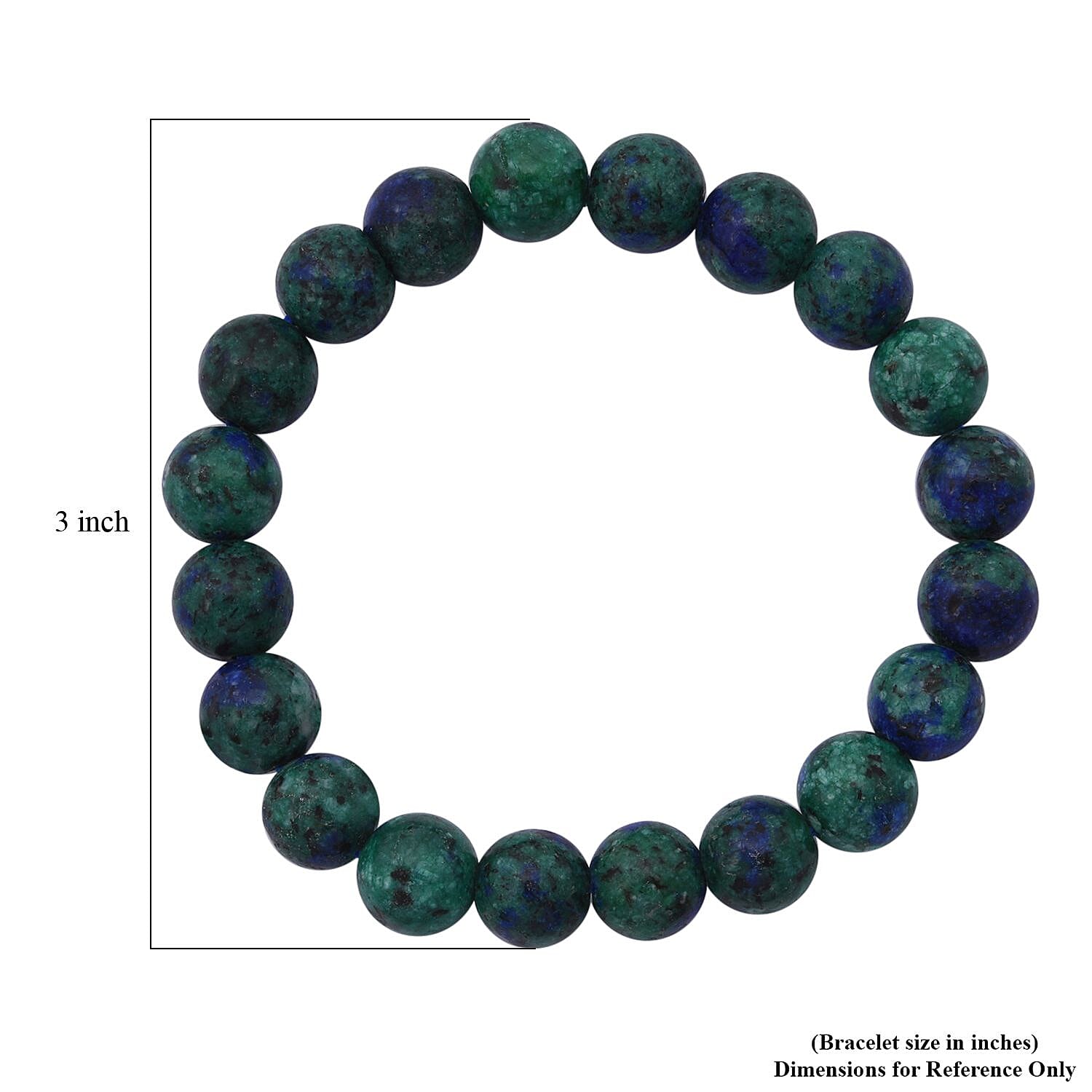 Azurite Malachite Agate 100.00 ctw Beaded Stretch Bracelet