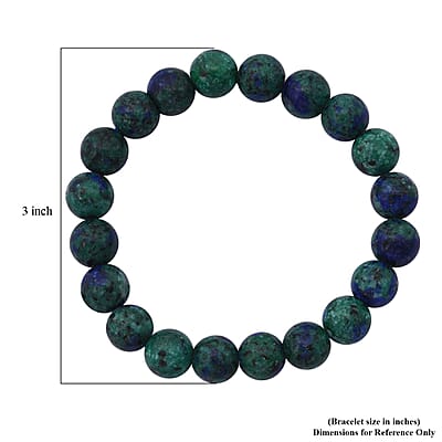 Azurite Malachite Agate 100.00 ctw Beaded Stretch Bracelet