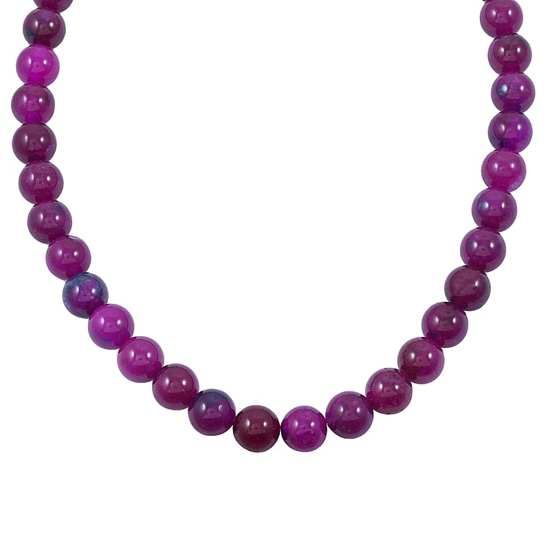 Multi Color Quartz Beaded Necklace (18 Inches) in Sterling Silver 285.00 ctw