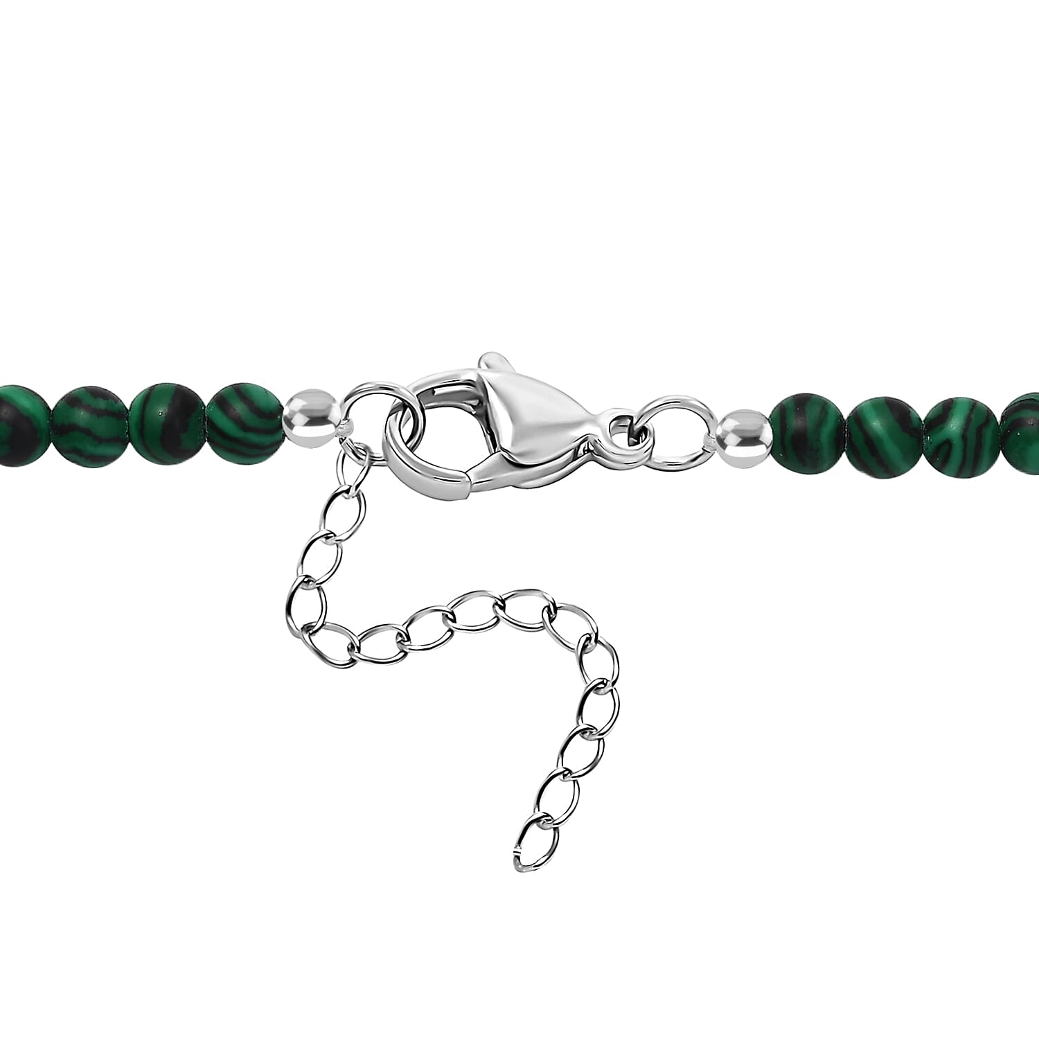 Karis African Malachite and Peridot 71.85 ctw Link Necklace in Platinum Bond 18 Inches