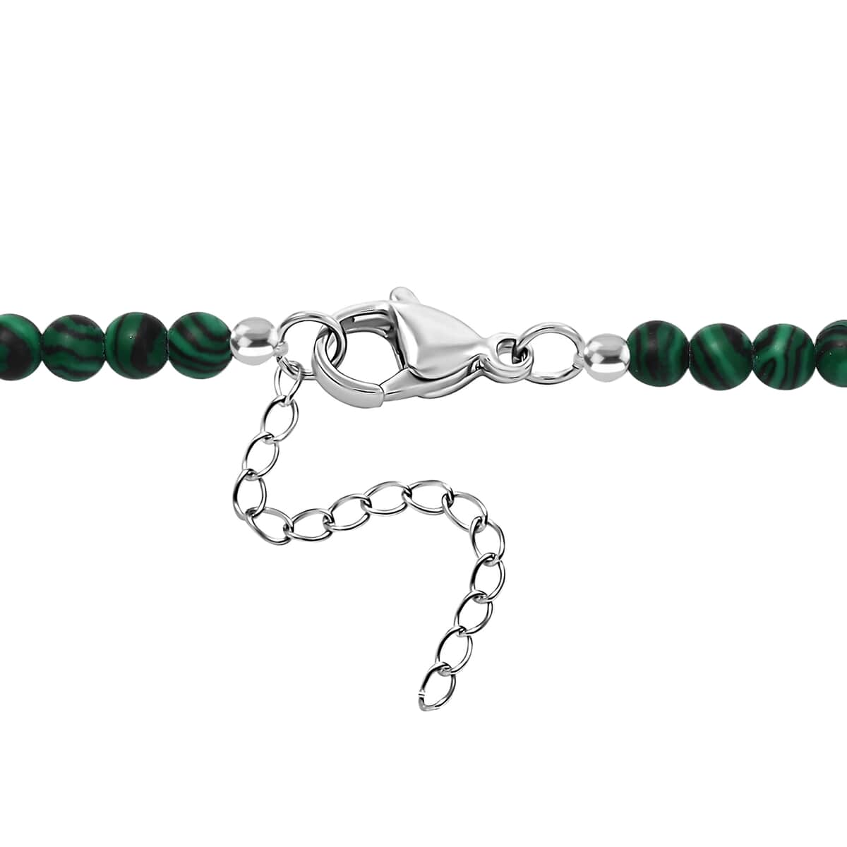 Karis African Malachite and Peridot 50.80 ctw Link Necklace in Platinum Bond 18 Inches image number 4