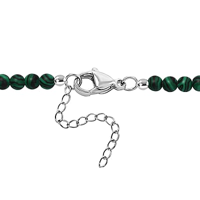 Karis African Malachite and Peridot 71.85 ctw Link Necklace in Platinum Bond 18 Inches