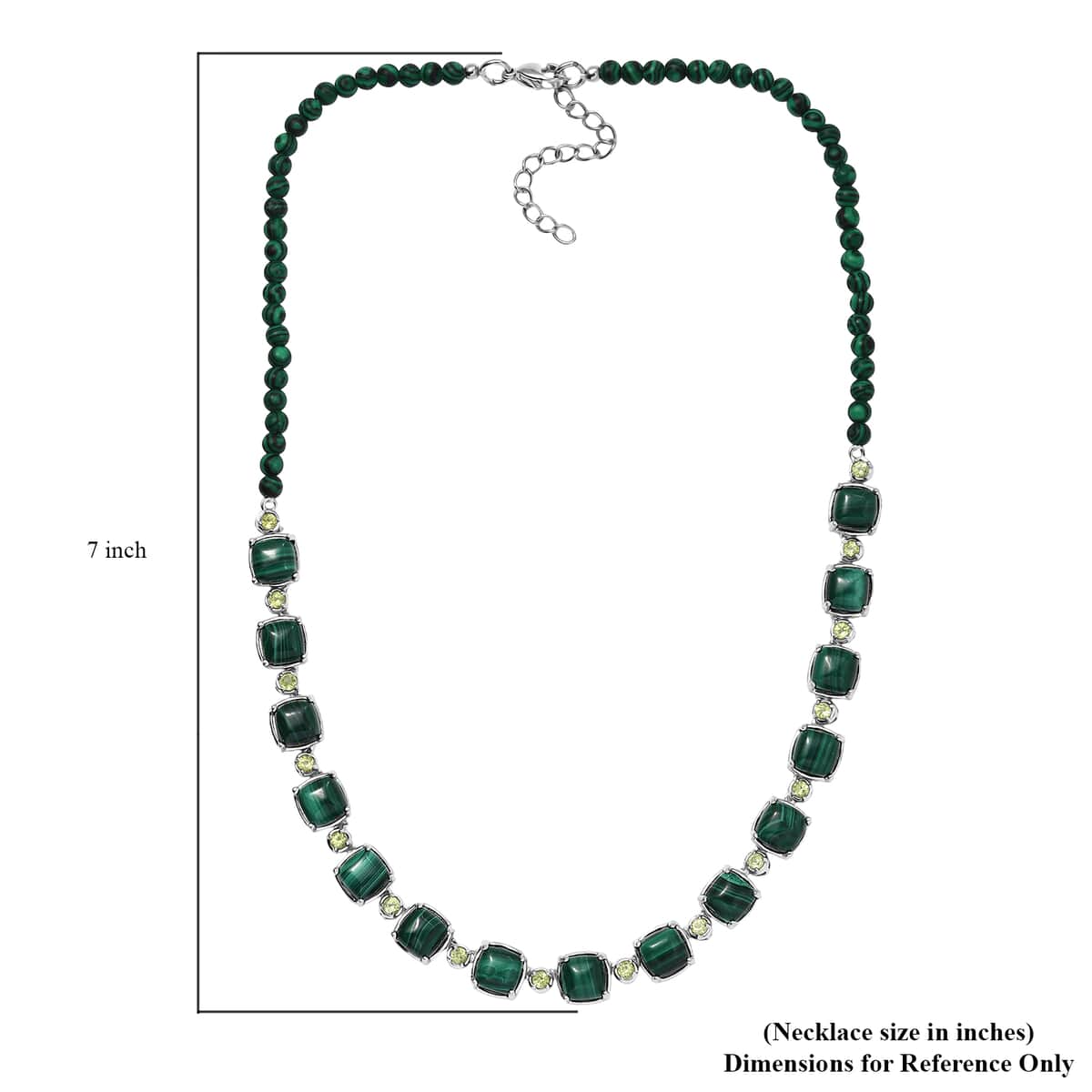 Karis African Malachite and Peridot 50.80 ctw Link Necklace in Platinum Bond 18 Inches image number 5