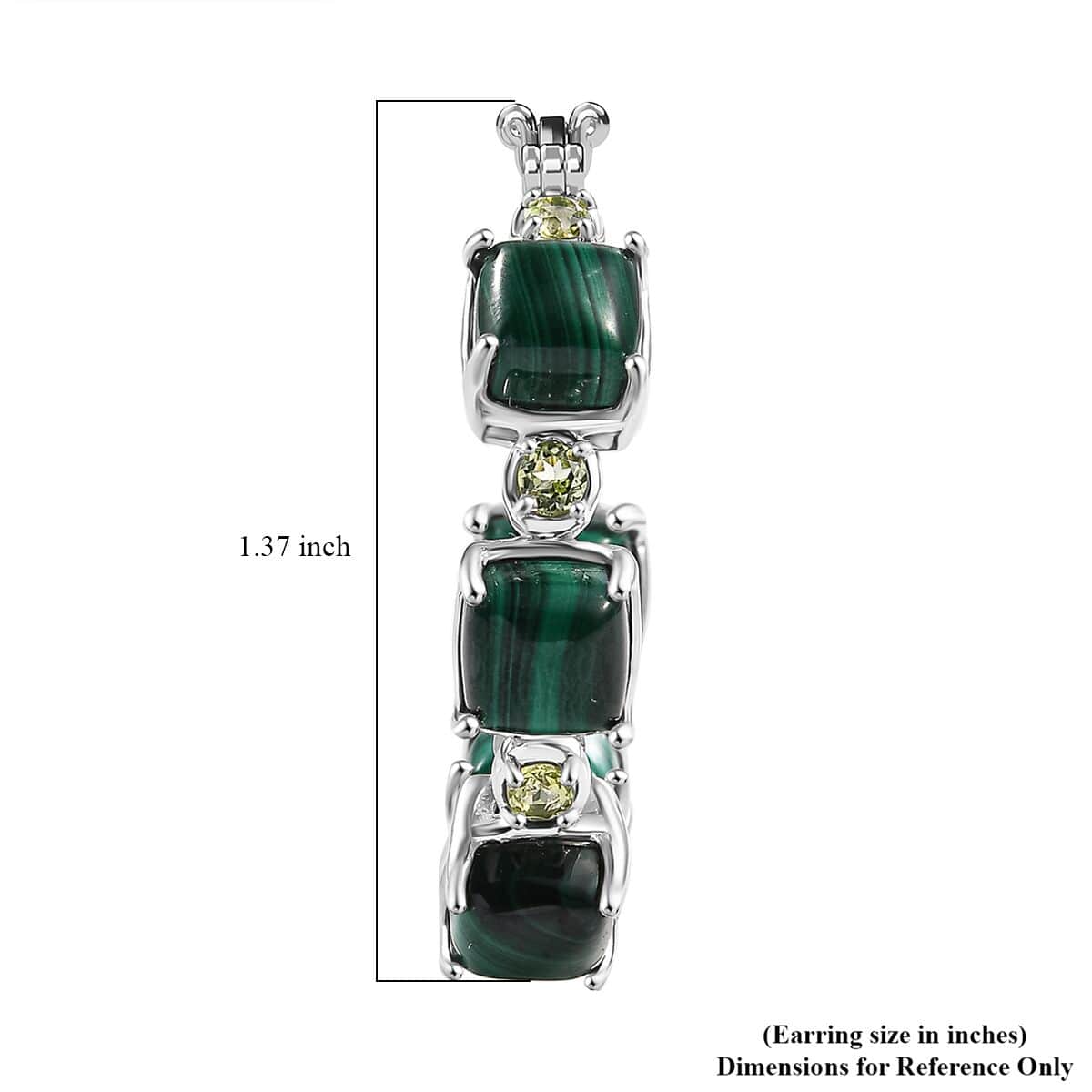 Karis African Malachite and Peridot 19.60 ctw Hoop Earrings in Platinum Bond image number 5